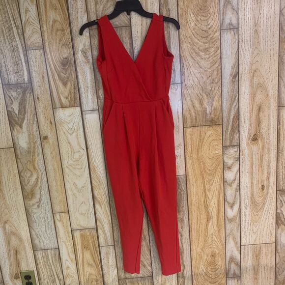 French Connection Marie V-Neck Jumpsuit in Red Size 4 Women's Valentines Day - Picture 4 of 12
